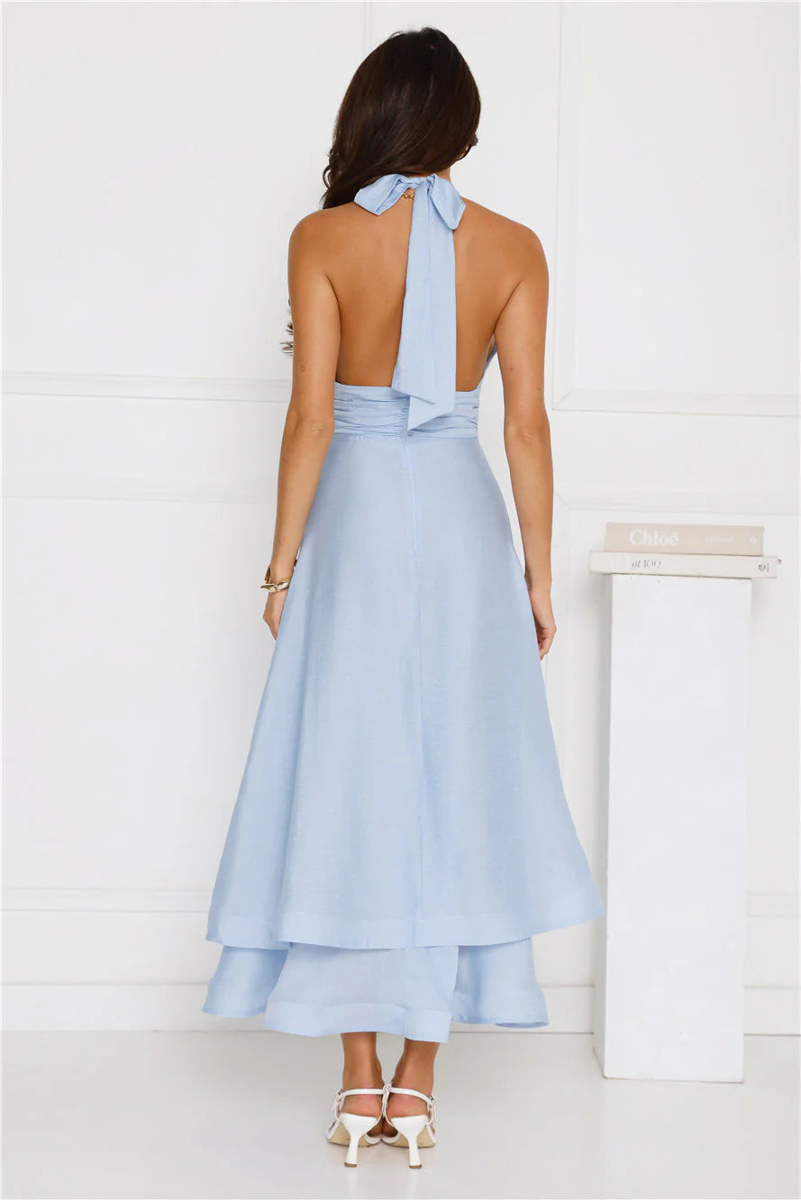 Opal Glow Halter Maxi Dress Blue