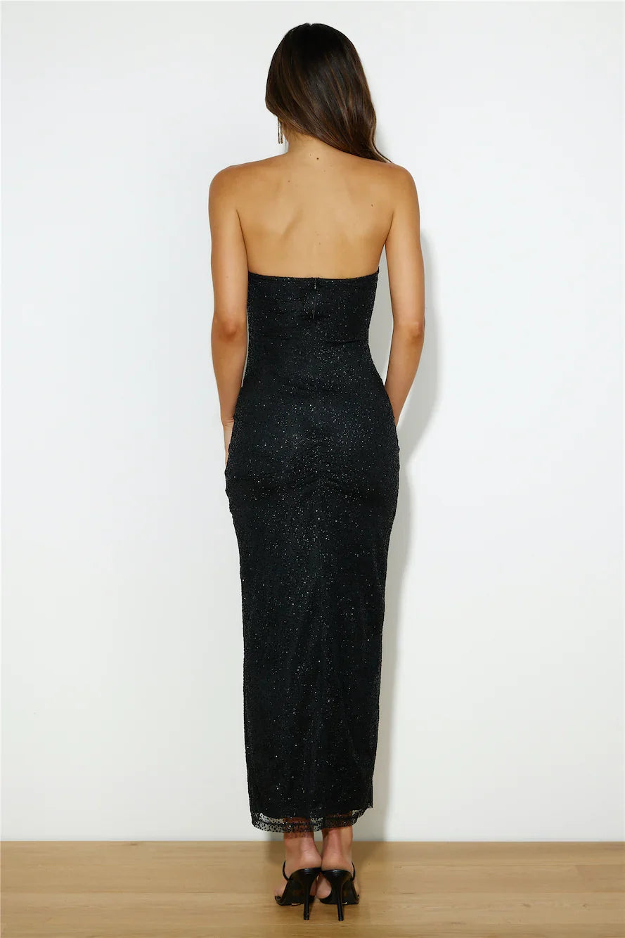 Sparkle Now Glitter Midi Dress Black