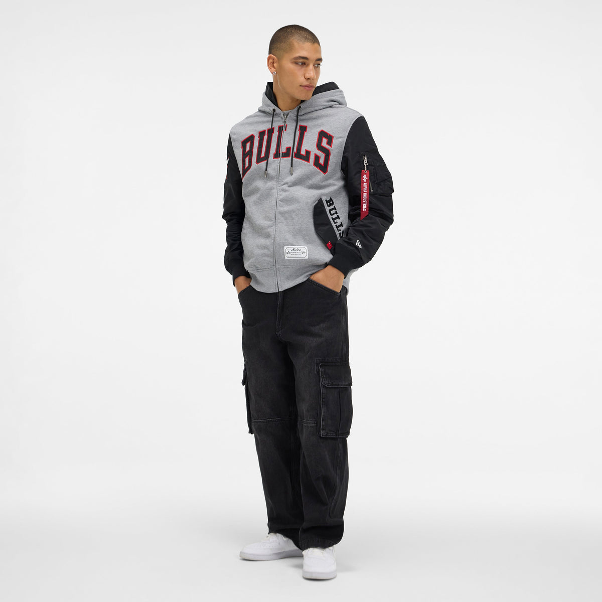 Alpha Industries x Los Angeles Lakers Gray MA-1 Full Zip Fleece Jacket