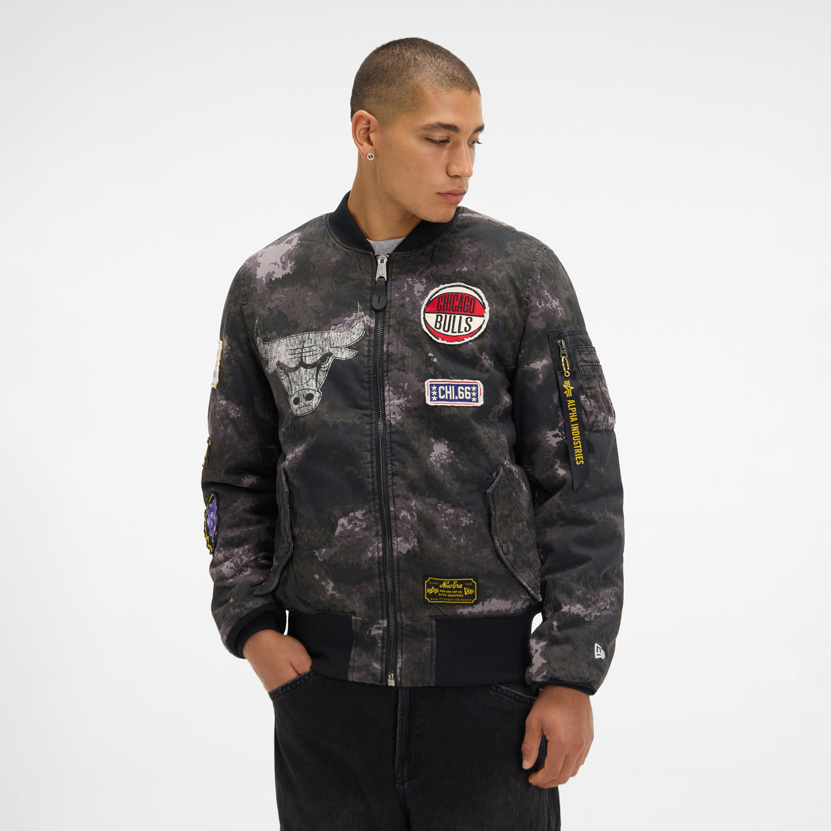 Alpha Industries x Chicago Bulls Black Camo MA-1 Bomber Jacket