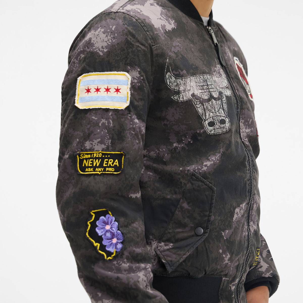 Alpha Industries x Philadelphia 76ers Black Camo MA-1 Bomber Jacket