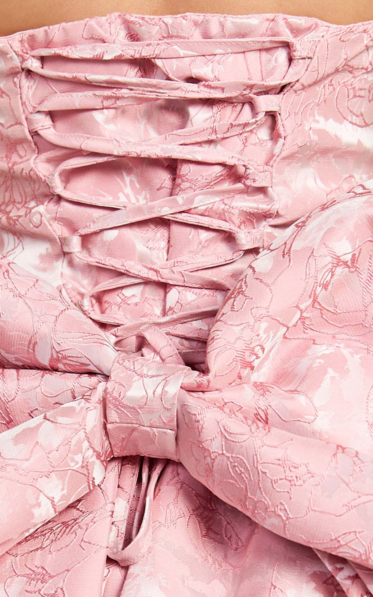 Wynn Mini Dress Strapless Ribbon Back Detail Dress in Pink