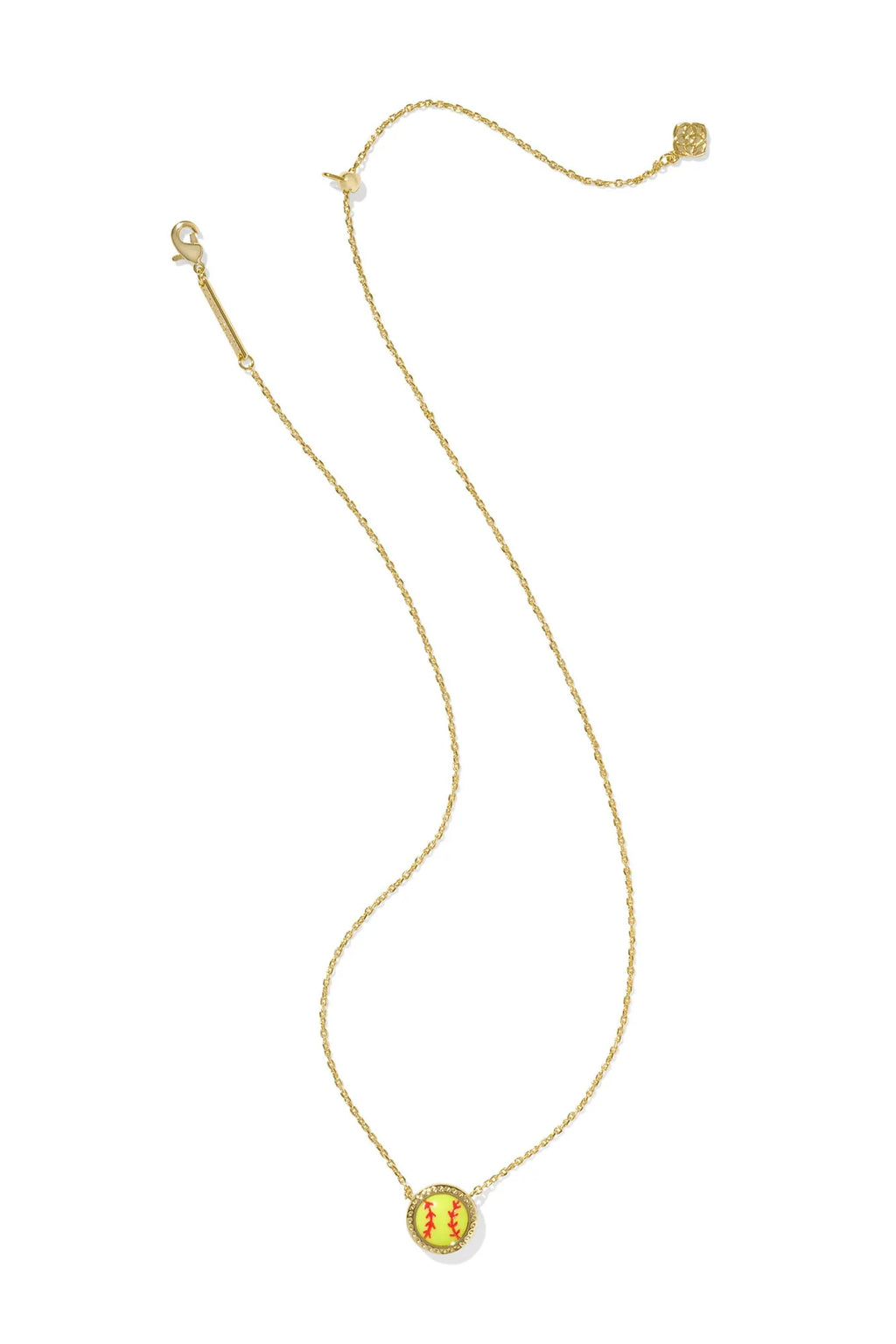 Softball Short Pendant Necklace Gold