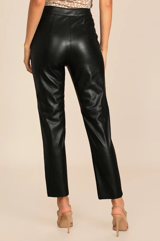Open Minded Black Vegan Leather Pants
