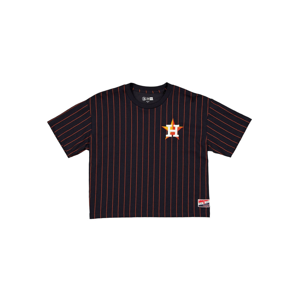 Houston Astros Throwback Women's Cropped Pinstripe T-Shirt