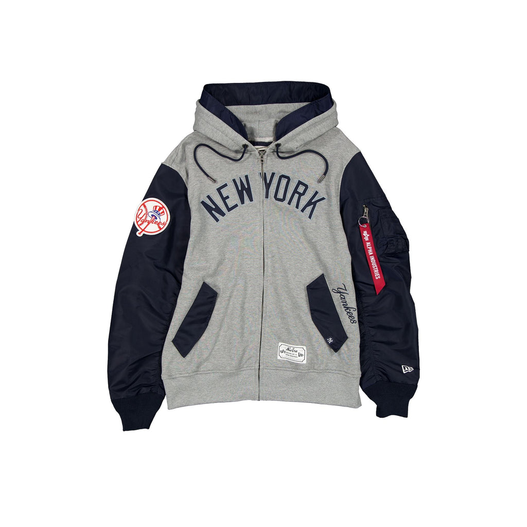 Alpha Industries x New York Yankees Gray MA-1 Full Zip Fleece Jacket