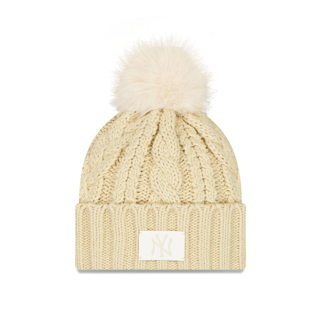 New York Yankees Cream Women's Pom Knit Hat