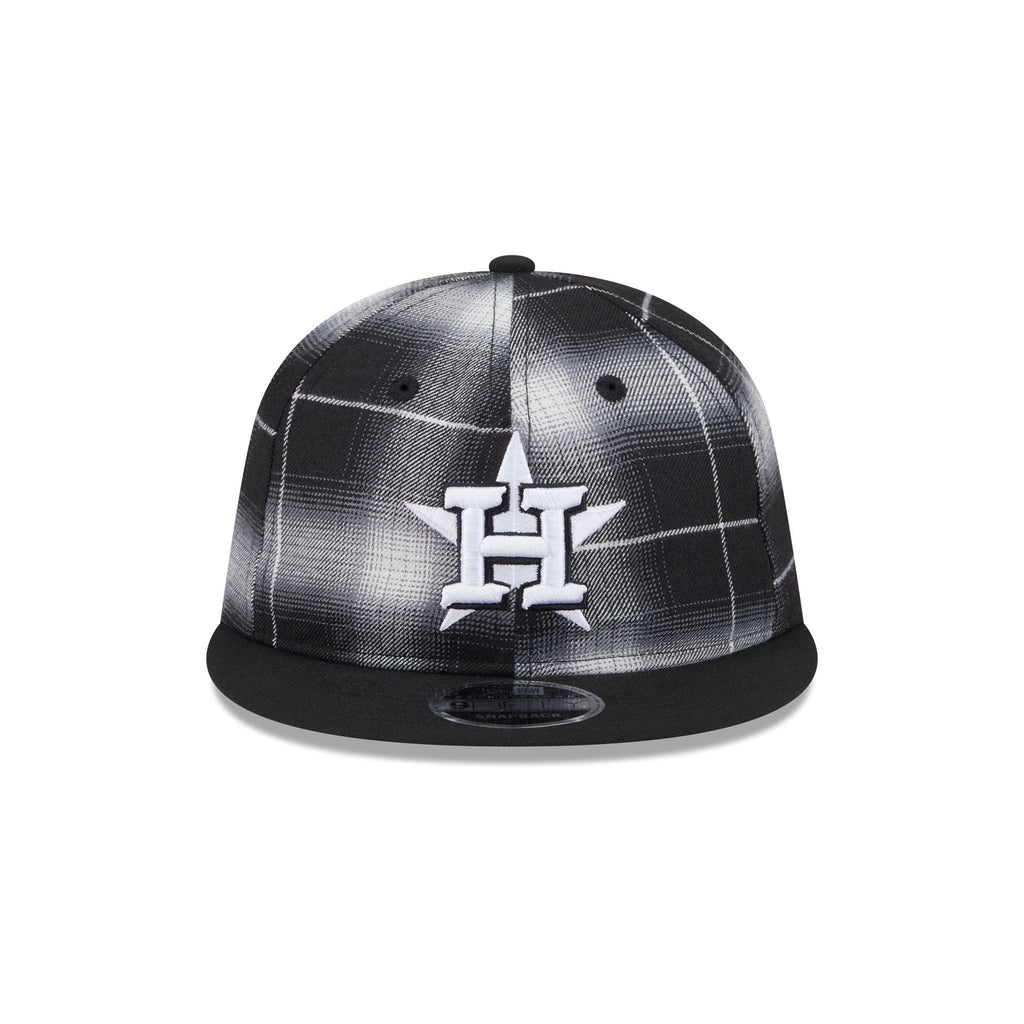 Houston Astros Black and White Plaid Retro Crown 9FIFTY Snapback Hat