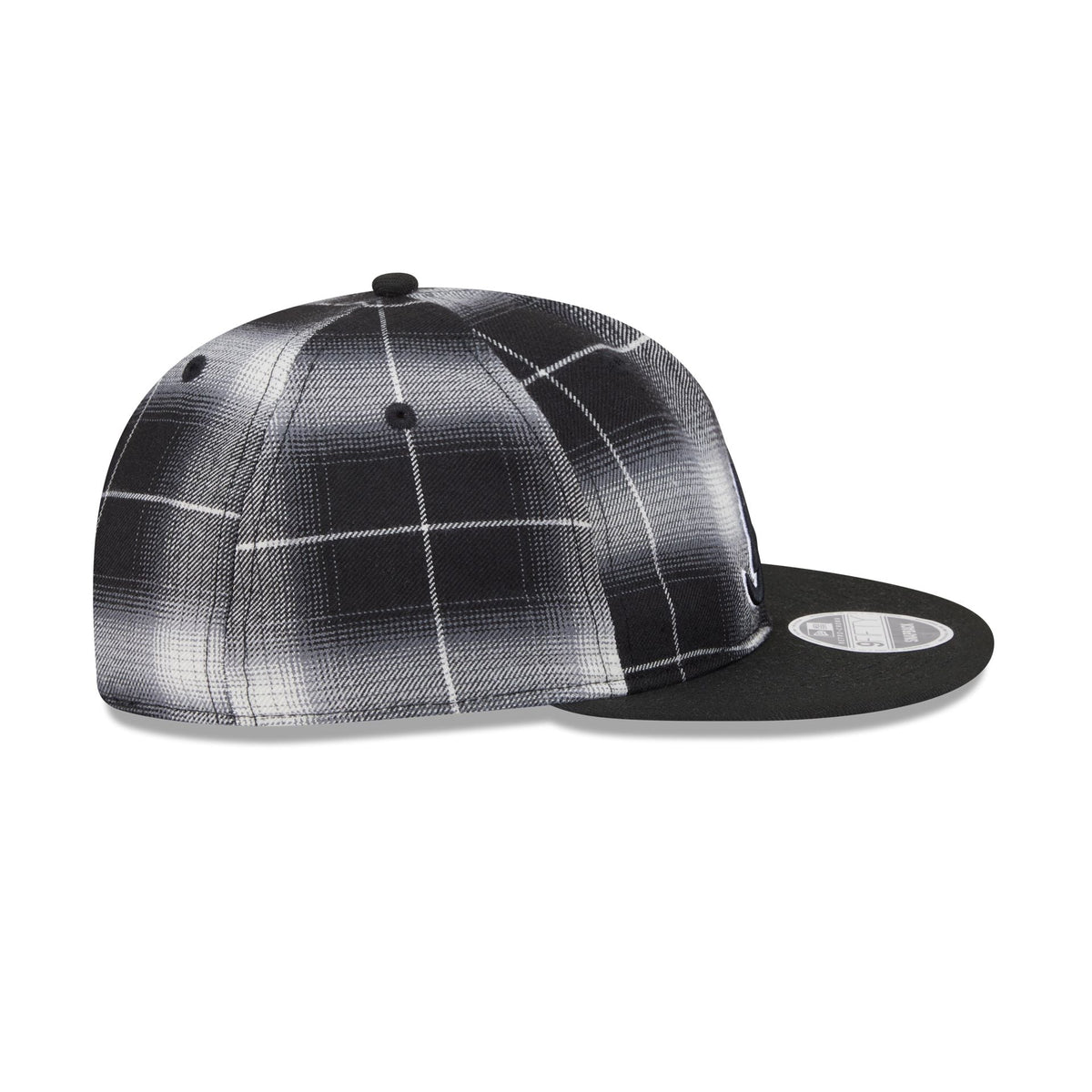 Atlanta Braves Black and White Plaid Retro Crown 9FIFTY Snapback Hat
