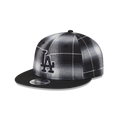 Los Angeles Dodgers Black and White Plaid Retro Crown 9FIFTY Snapback Hat