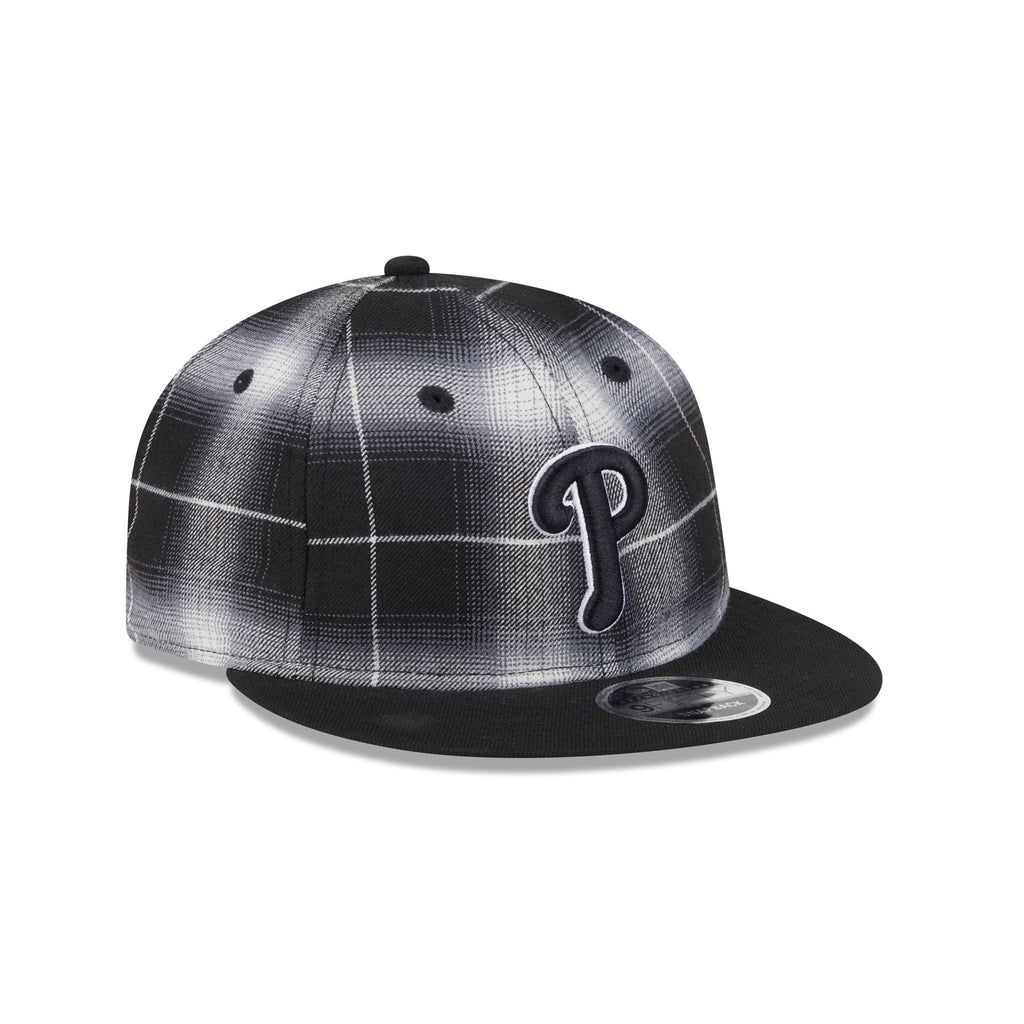 Philadelphia Phillies Black and White Plaid Retro Crown 9FIFTY Snapback Hat