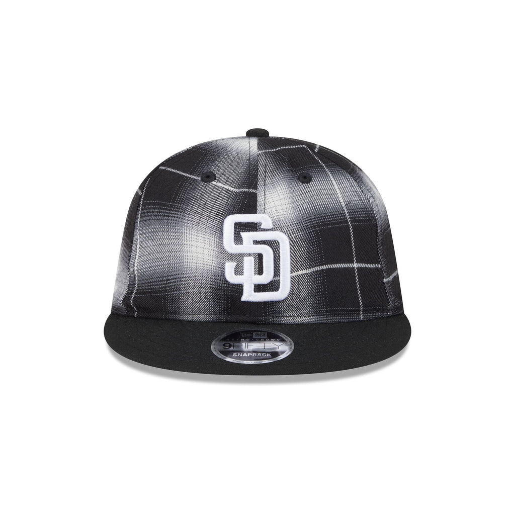 San Diego Padres Black and White Plaid Retro Crown 9FIFTY Snapback Hat