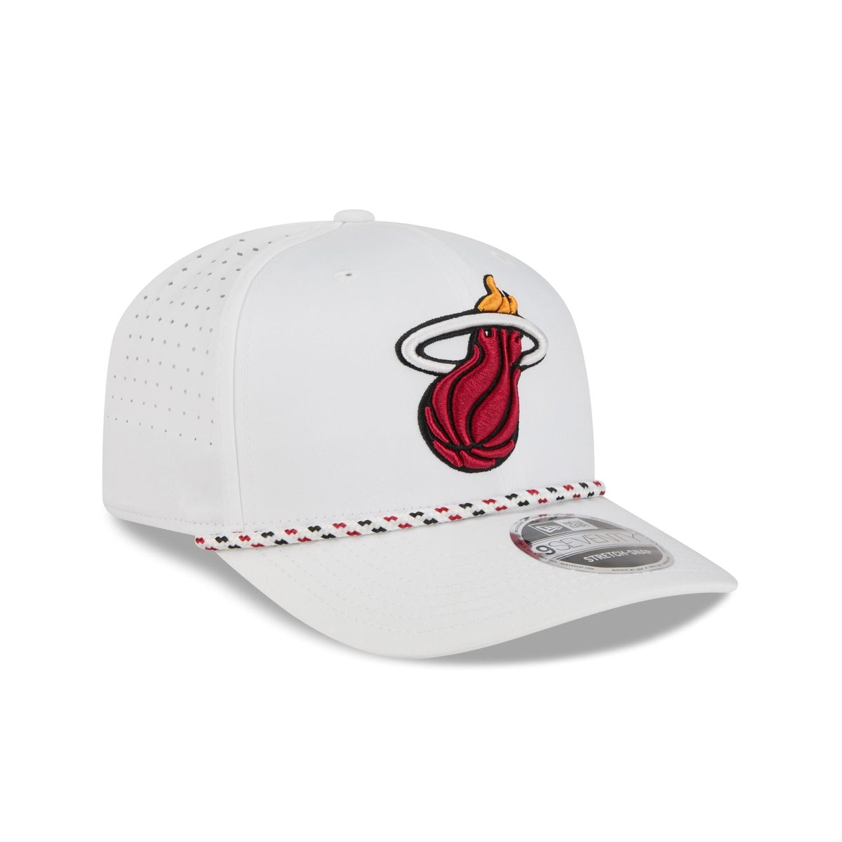 Miami Heat Optic White Performance Rope 9SEVENTY Stretch-Snap Hat