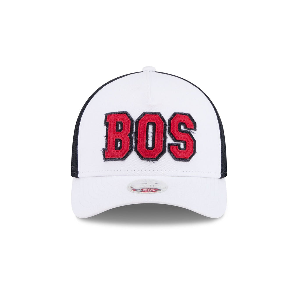 Boston Red Sox Optic White Felt Logo Women's 9FORTY M-Crown A-Frame Trucker Hat