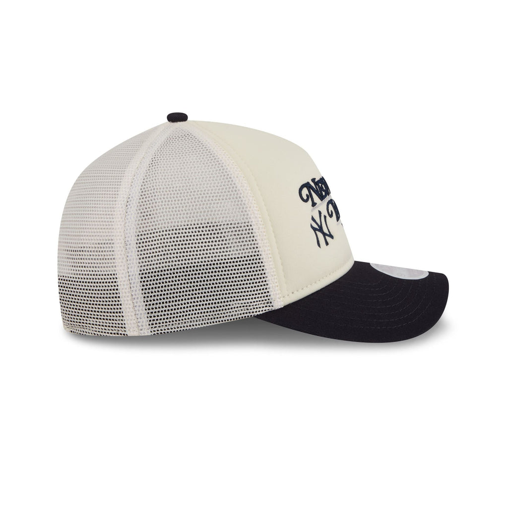 New York Yankees Retro Chrome Women's White 9FORTY M-Crown A-Frame Trucker Hat