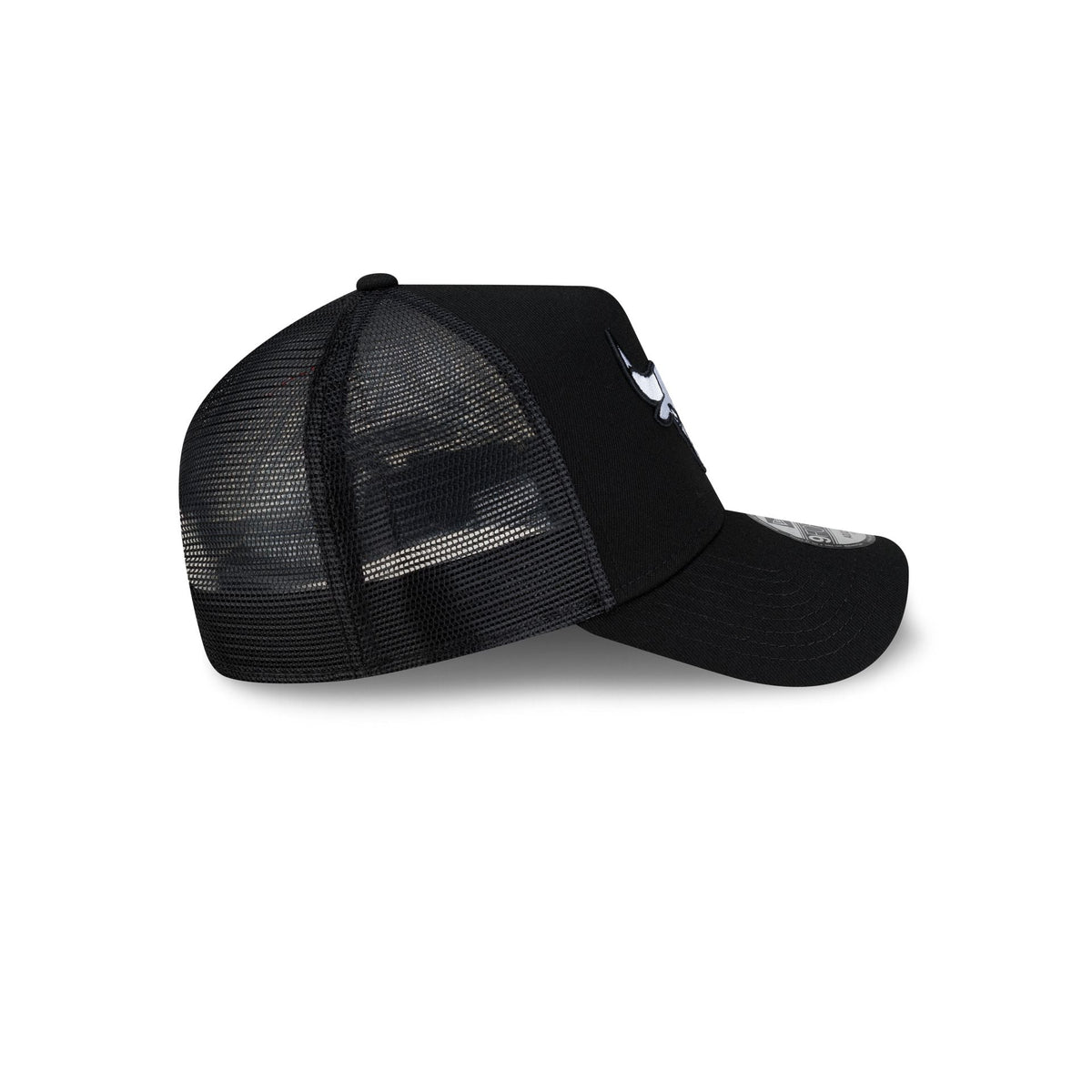 Chicago Bulls Side Script Black 9FORTY A-Frame Trucker Hat