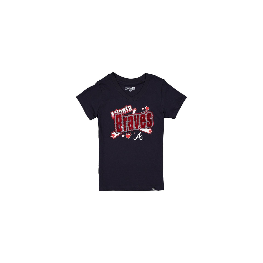 Atlanta Braves Girls Sequin Wordmark T-Shirt