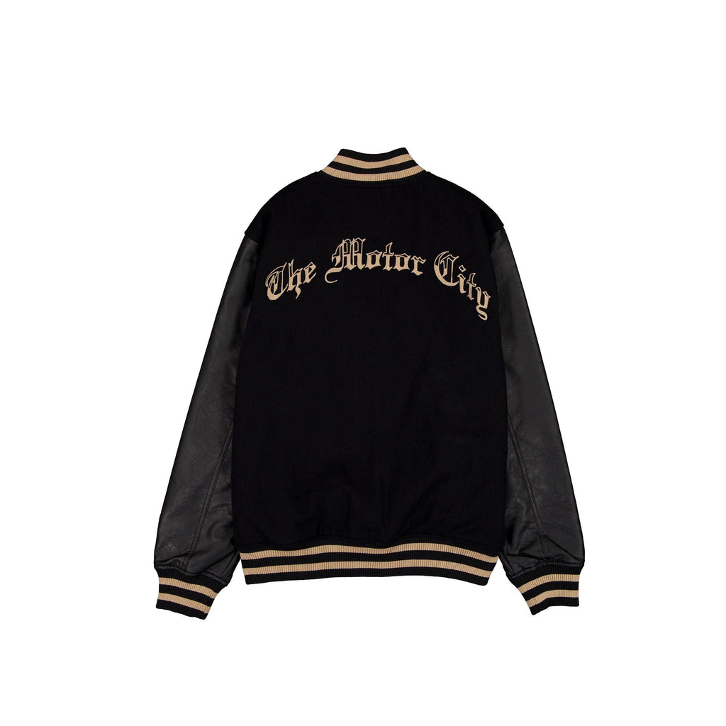 Detroit Tigers Gothic Lettering Black Wool Varsity Jacket