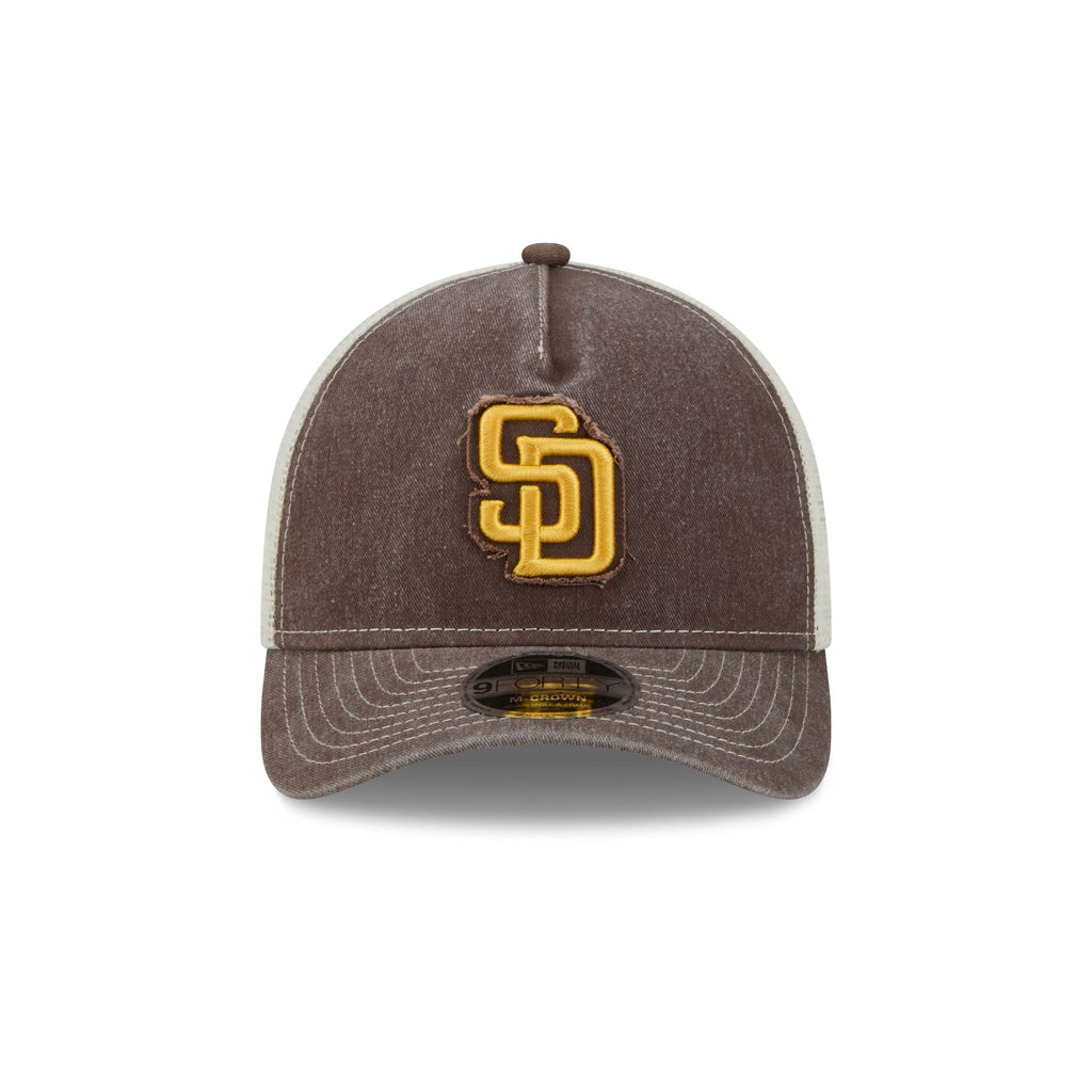 San Diego Padres Frayed Logo 9FORTY M-Crown A-Frame Trucker Hat