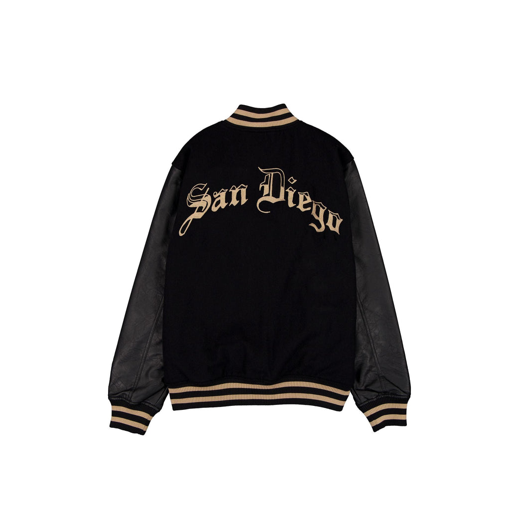 San Diego Padres Gothic Lettering Black Wool Varsity Jacket