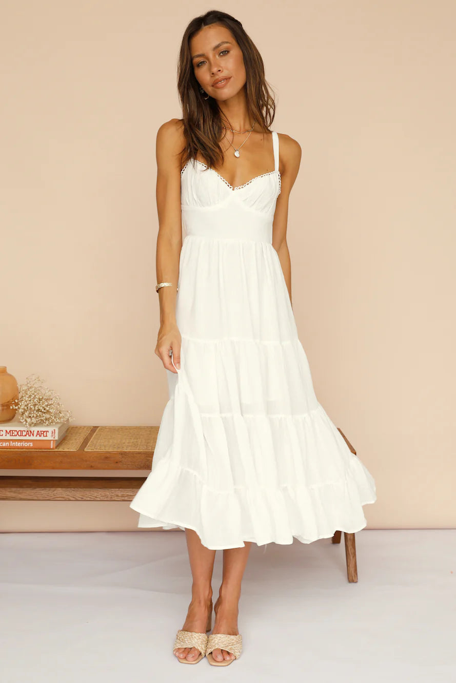 Somebody New Midi Dress White