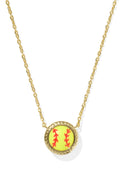 Softball Short Pendant Necklace Gold