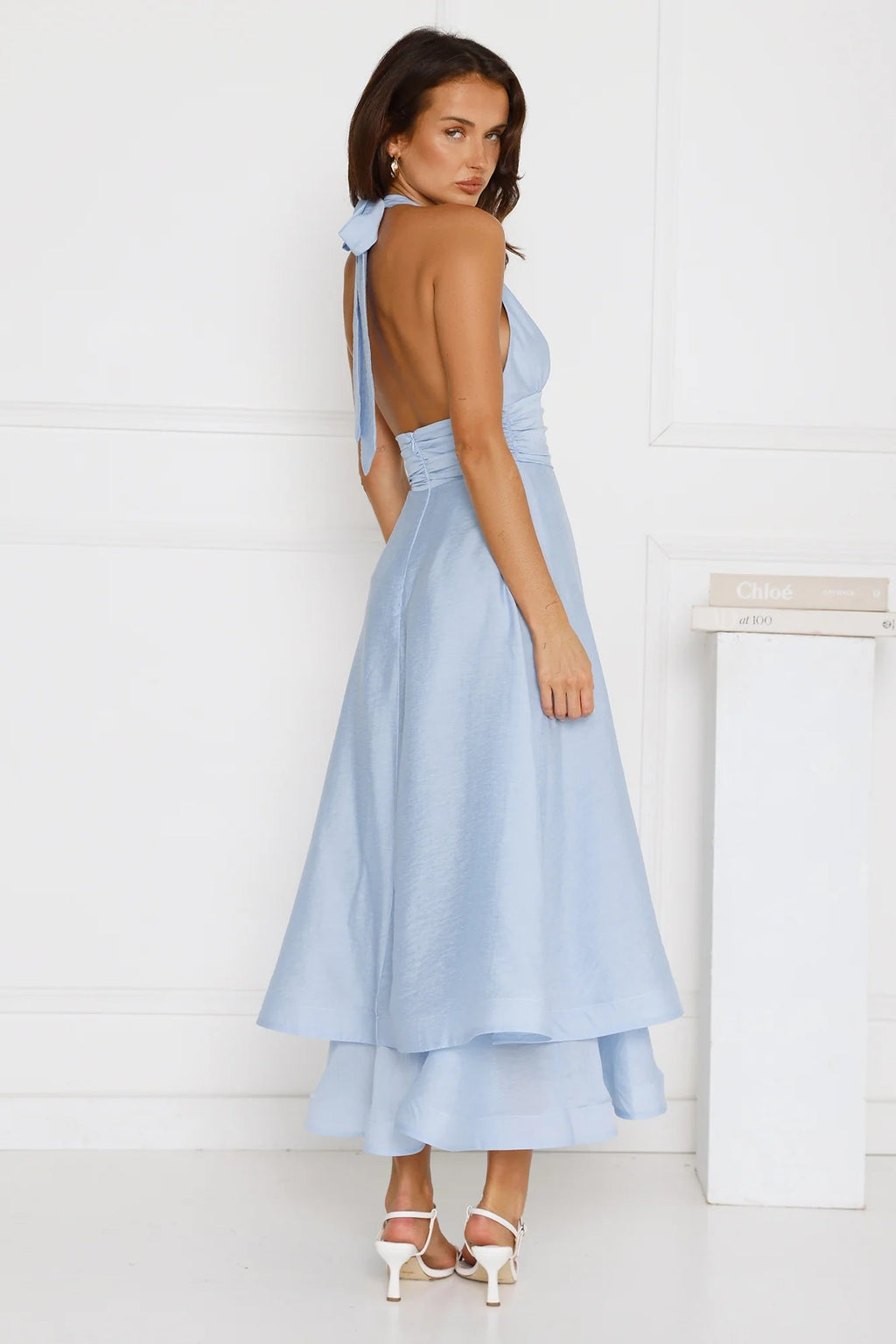 Opal Glow Halter Maxi Dress Blue