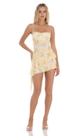 Tulip Mesh Tassel Dress in Yellow and White