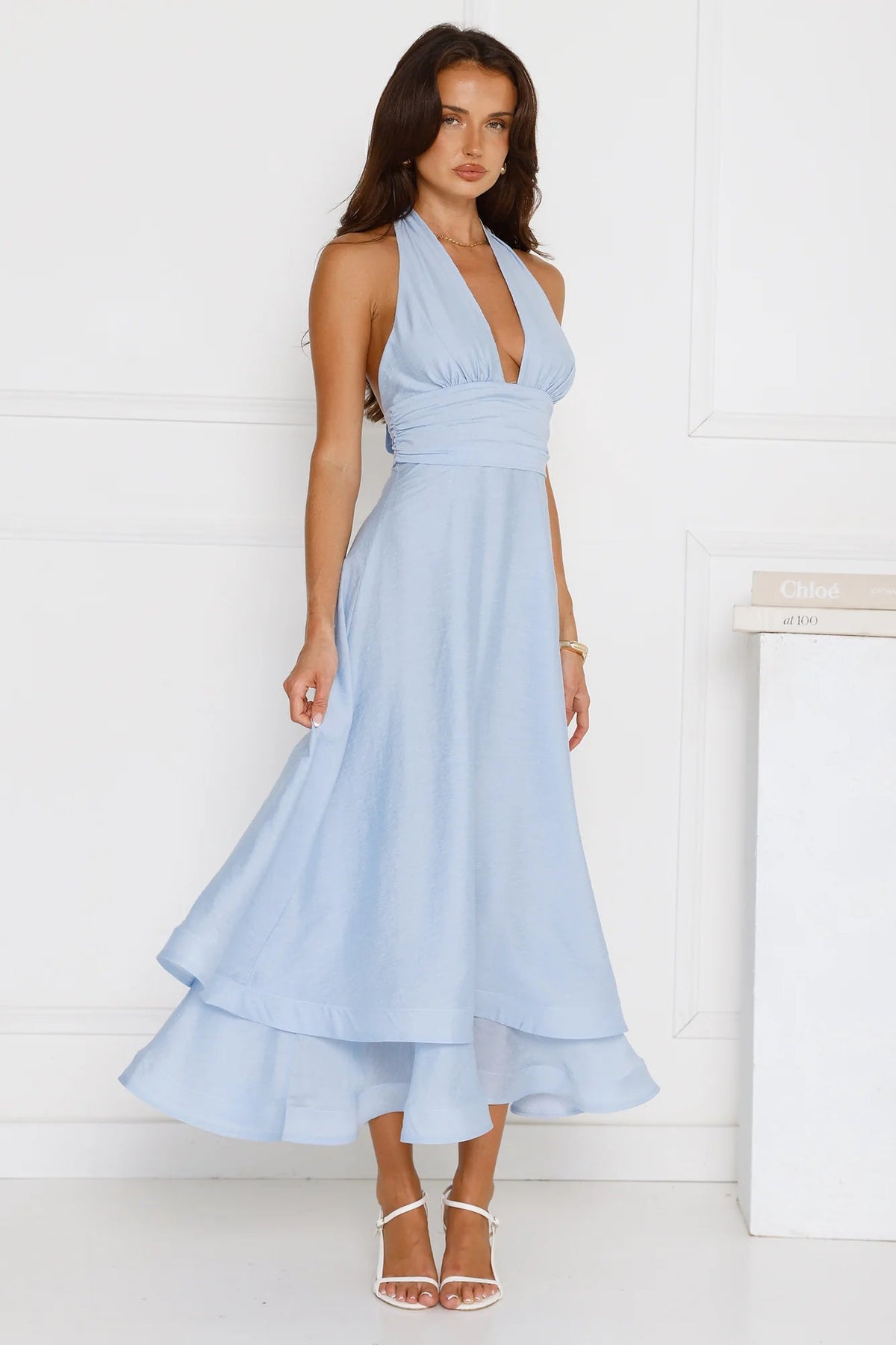 Opal Glow Halter Maxi Dress Blue