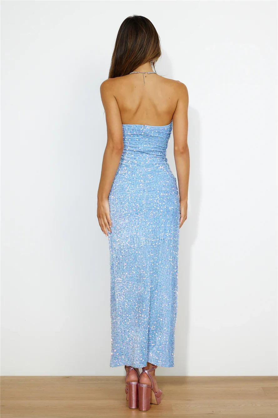 Sparkle From Far Sequin Maxi Dress Blue