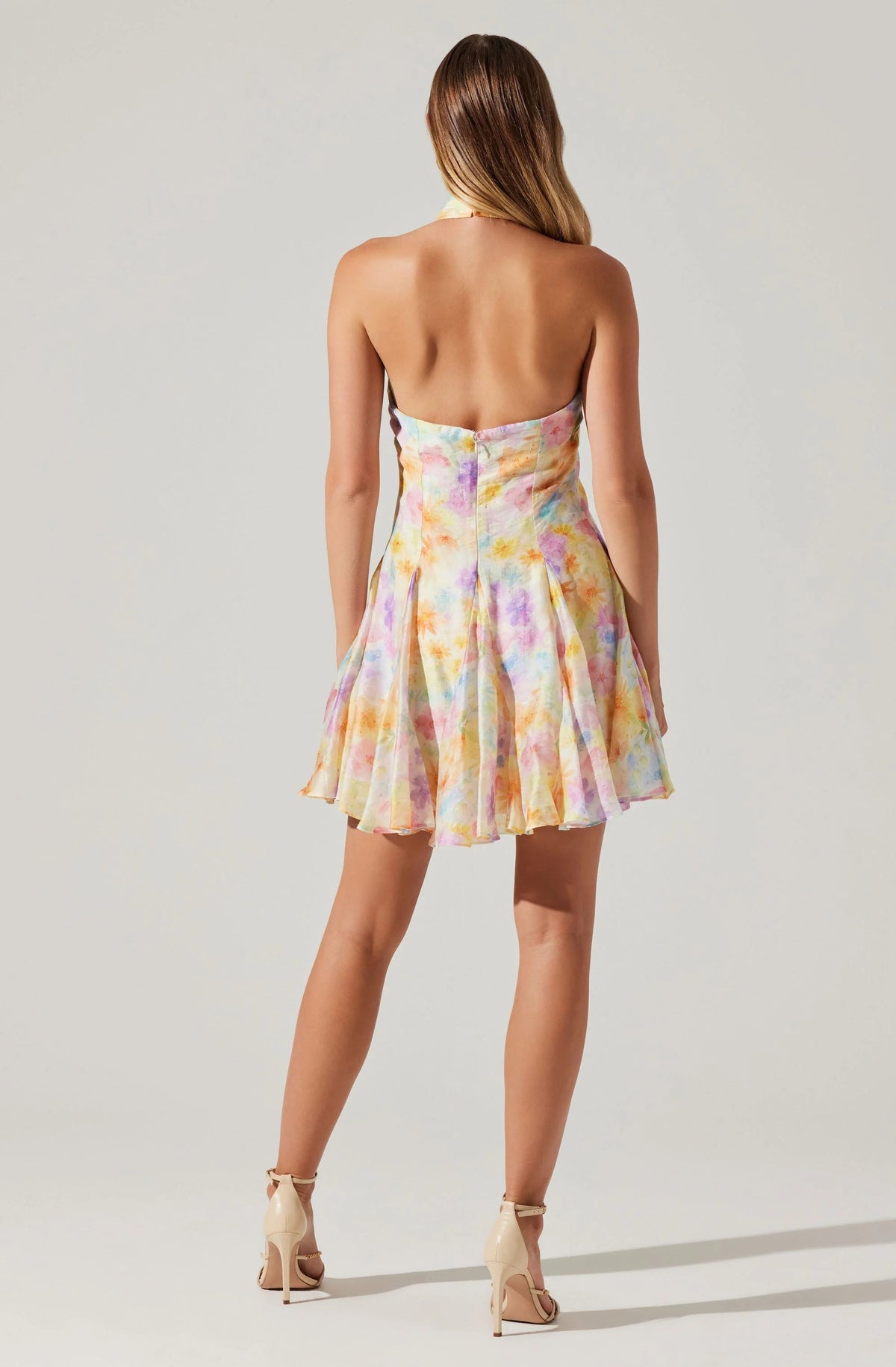 Sommar Halter Floral Mini Dress