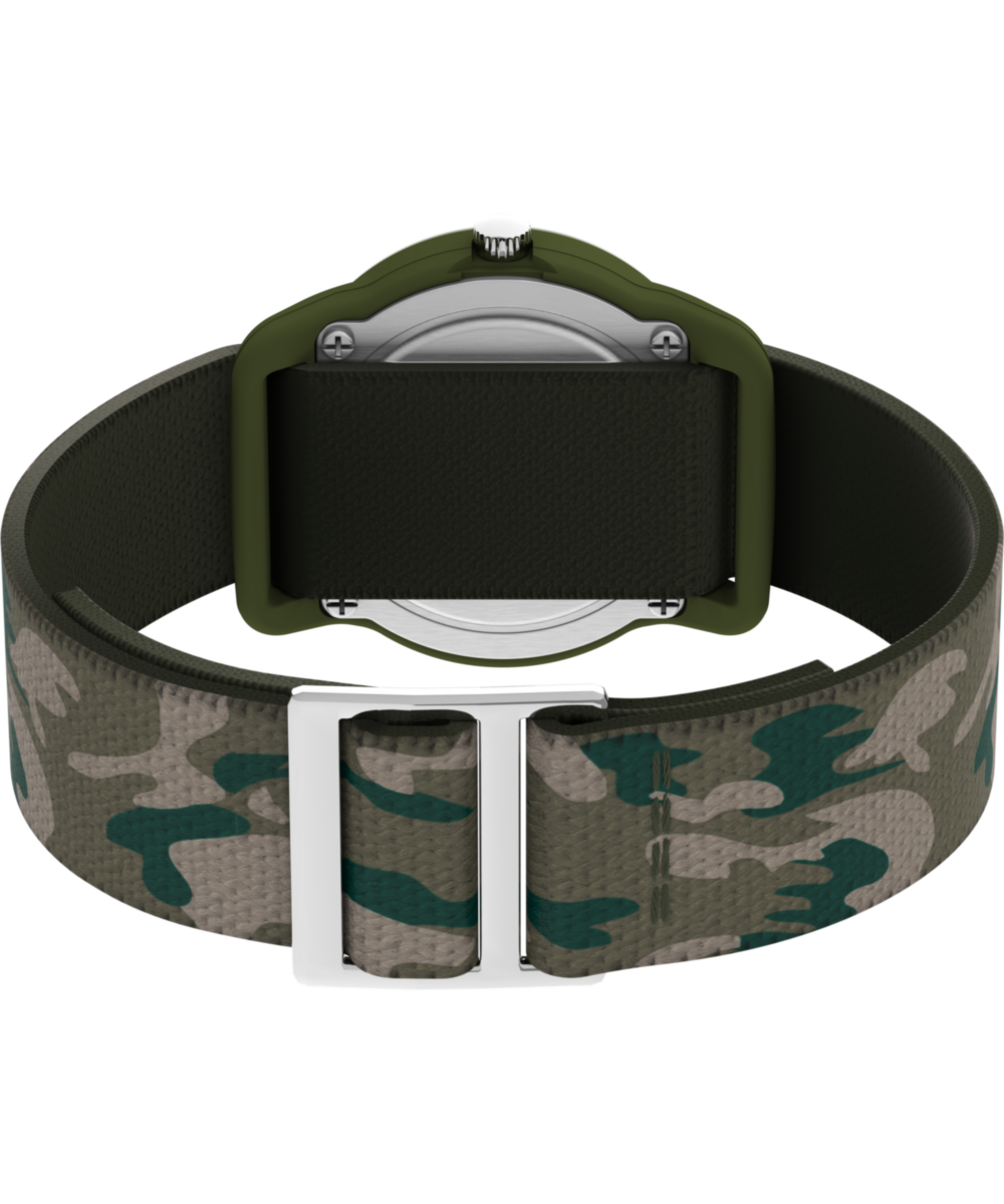 TIMEX TIME MACHINES® 29mm Green Camo Elastic Fabric Kids Watch