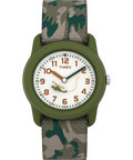 TIMEX TIME MACHINES® 29mm Green Camo Elastic Fabric Kids Watch