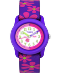 TIMEX TIME MACHINES® 29mm Purple Floral Elastic Fabric Kids Watch