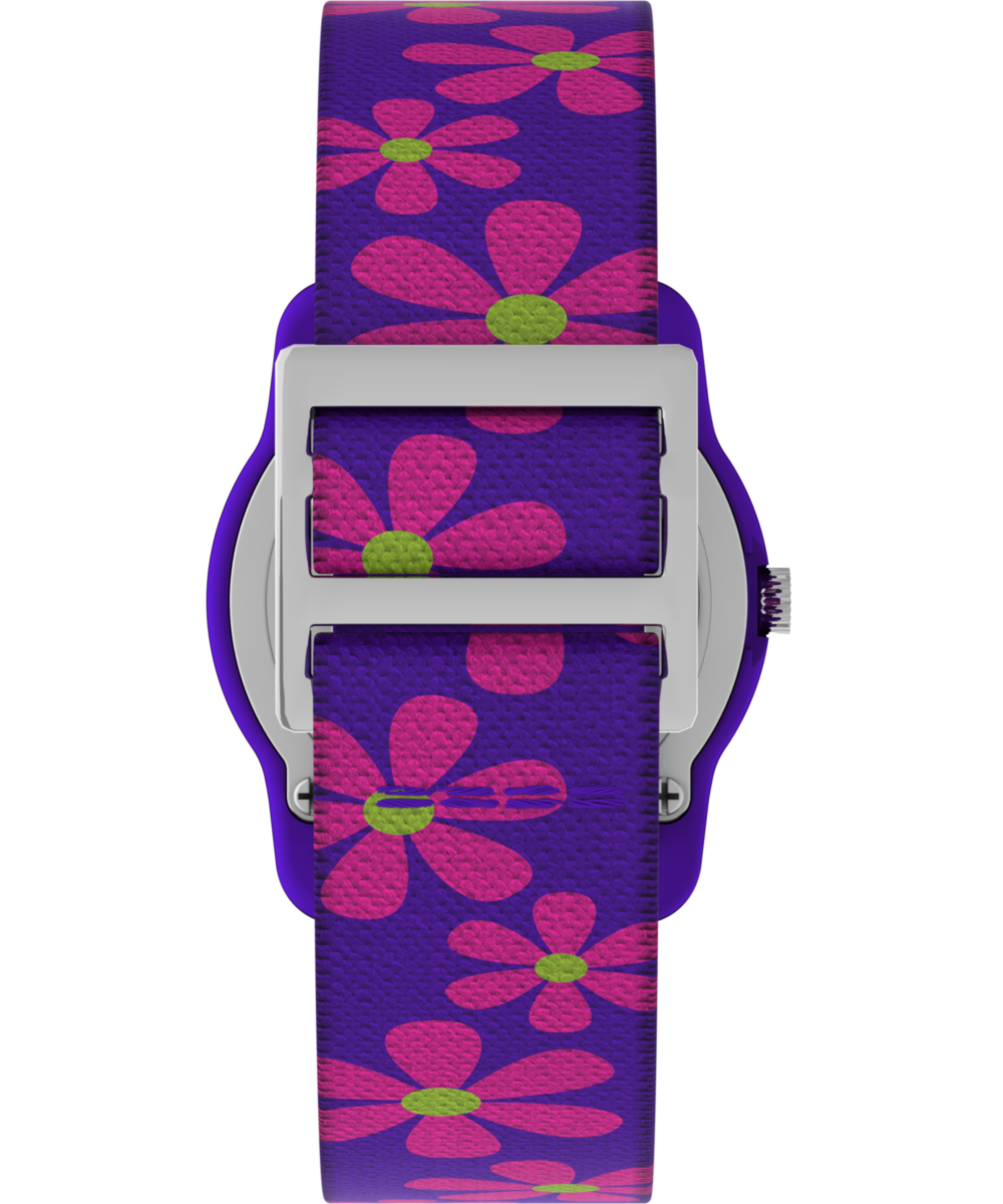 TIMEX TIME MACHINES® 29mm Purple Floral Elastic Fabric Kids Watch