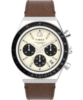 Q Timex Chronograph 40mm Leather Strap Watch