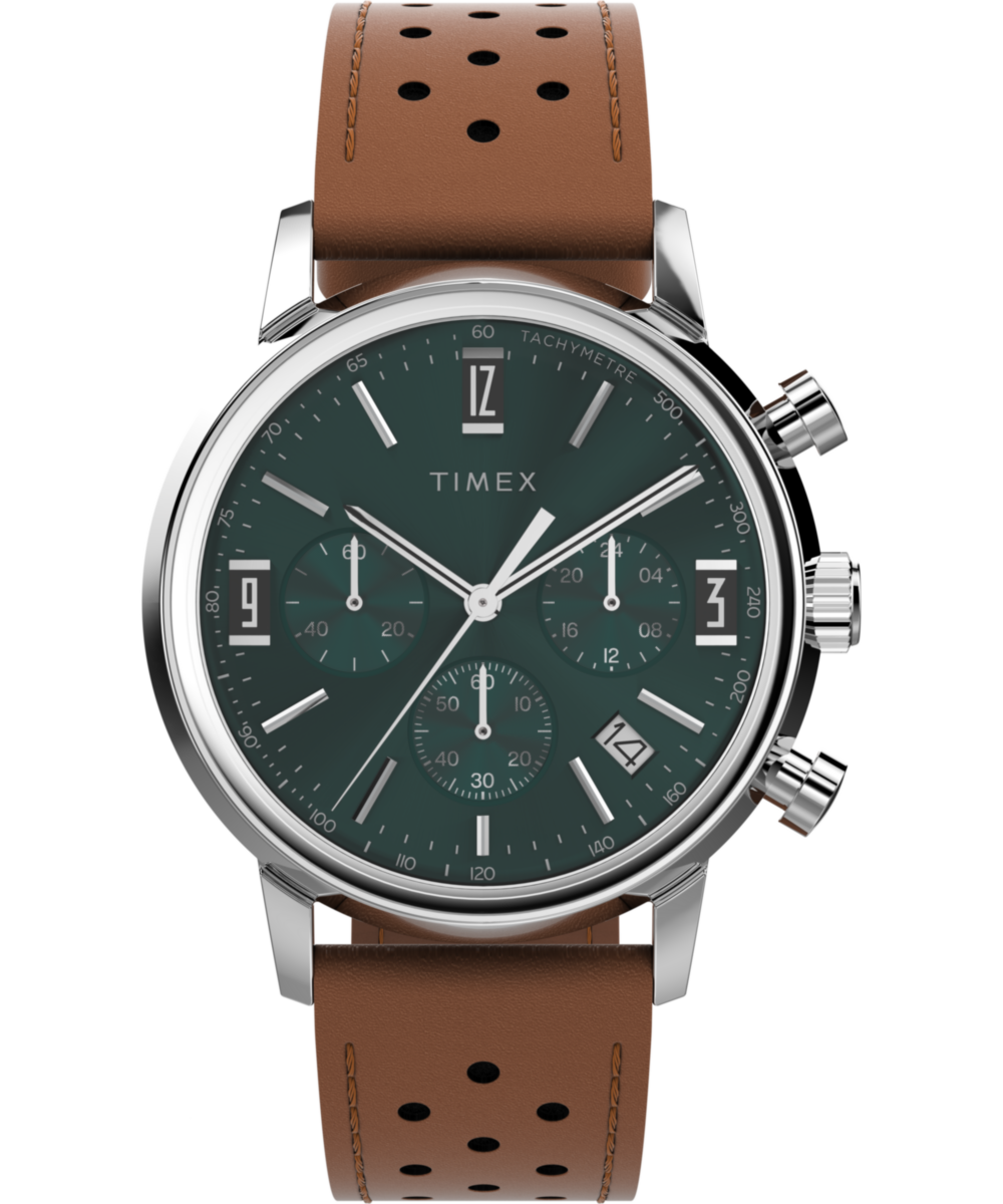 Marlin® Chronograph Tachymeter 40mm Leather Strap Watch
