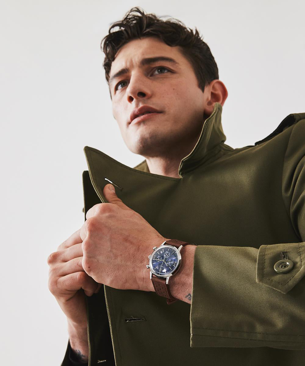 Marlin® Chronograph Tachymeter 40mm Leather Strap Watch
