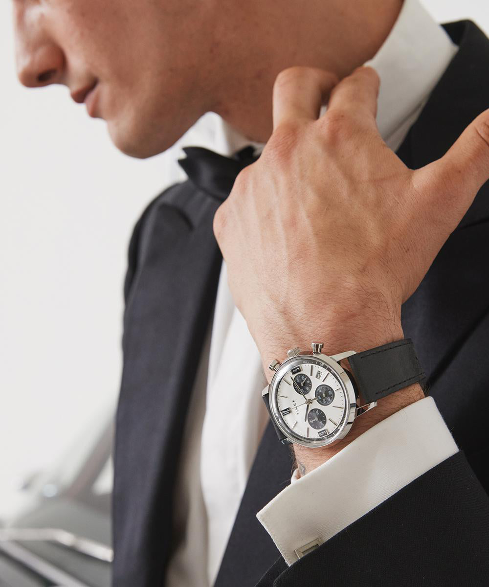 Marlin® Chronograph Tachymeter 40mm Leather Strap Watch