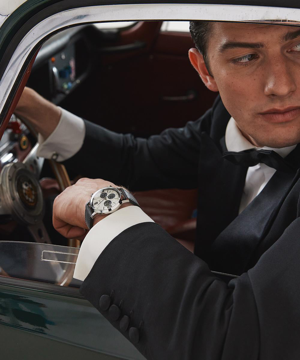 Marlin® Chronograph Tachymeter 40mm Leather Strap Watch
