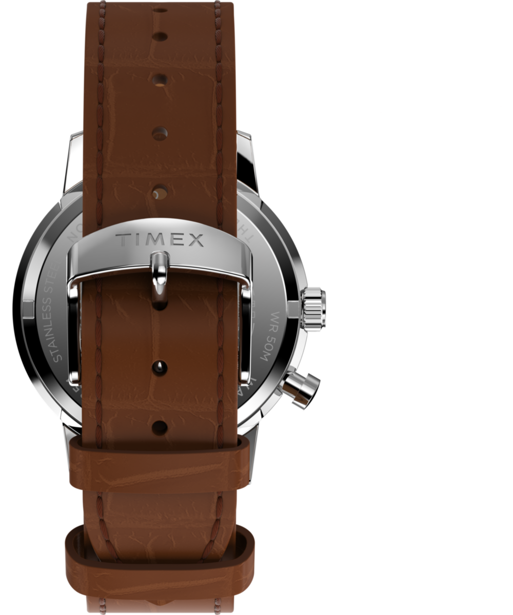 Marlin® Moon Phase 40mm Leather Strap Watch