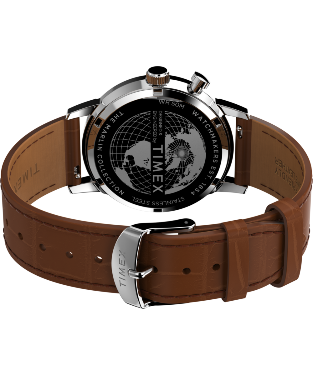 Marlin® Moon Phase 40mm Leather Strap Watch