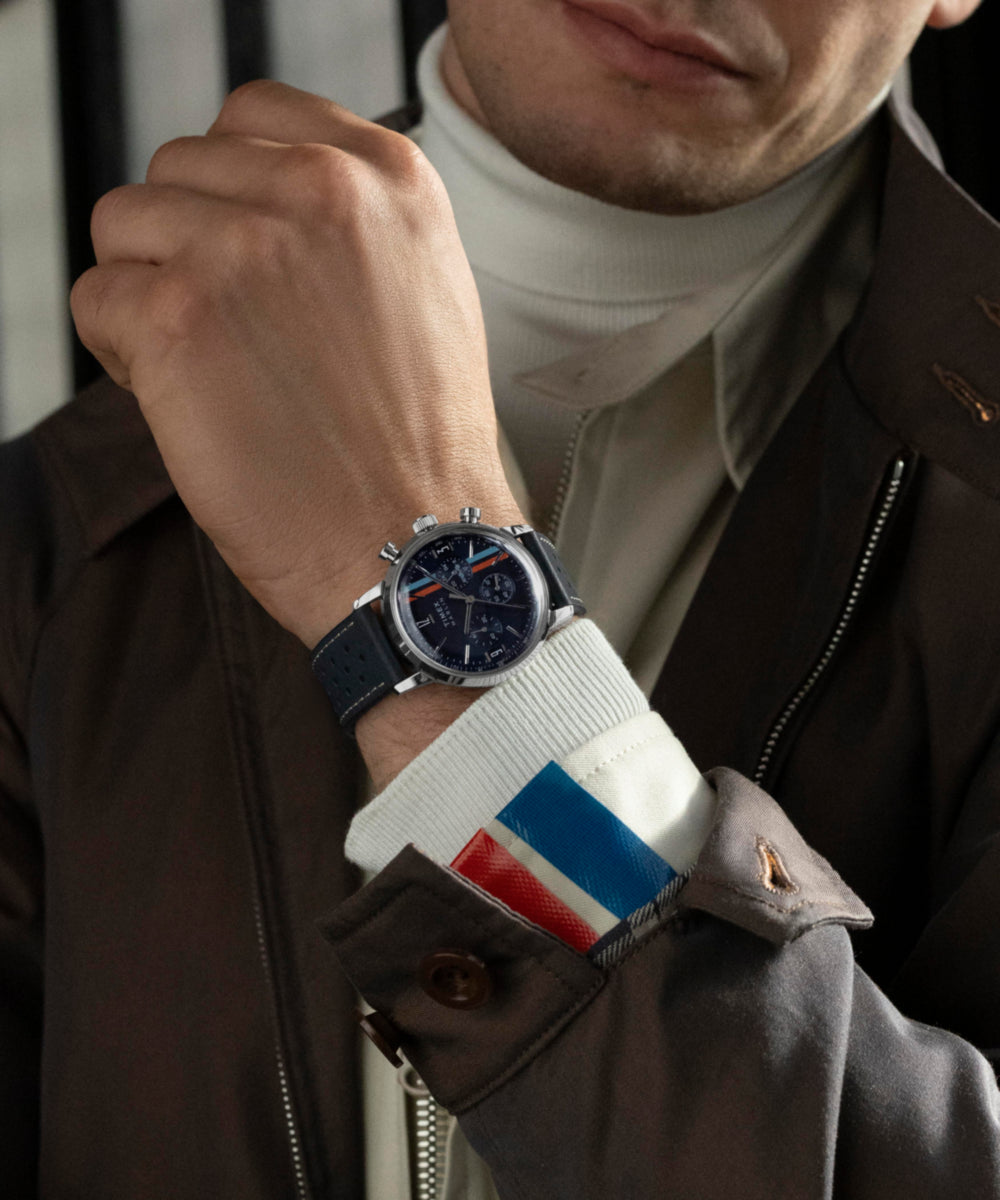 Marlin® Chronograph Tachymeter 40mm Leather Strap Watch