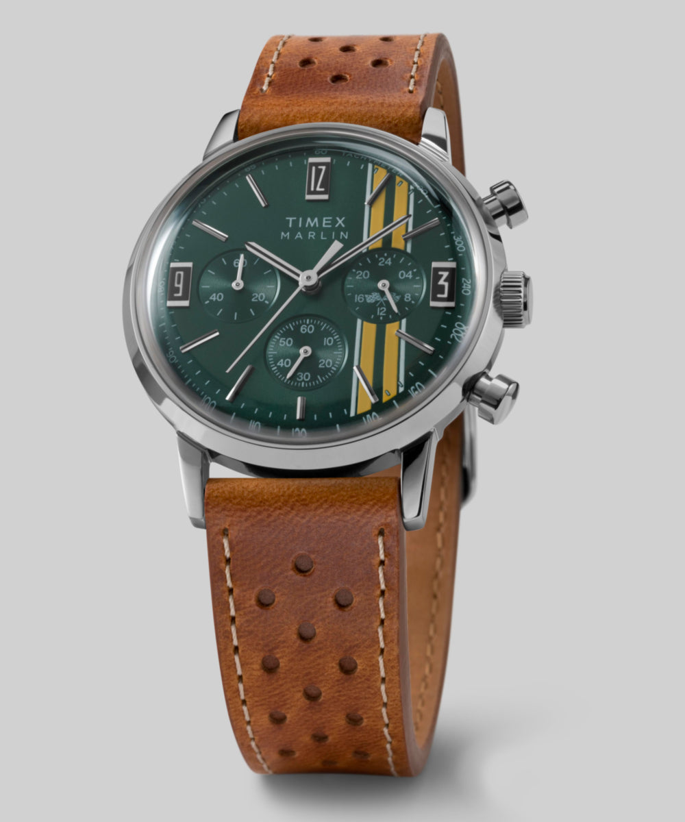 Marlin® Chronograph Tachymeter 40mm Leather Strap Watch