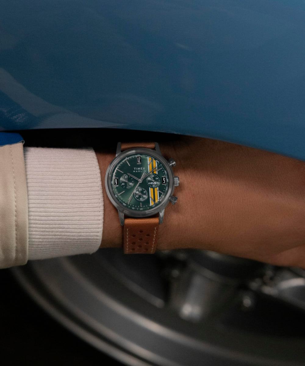 Marlin® Chronograph Tachymeter 40mm Leather Strap Watch