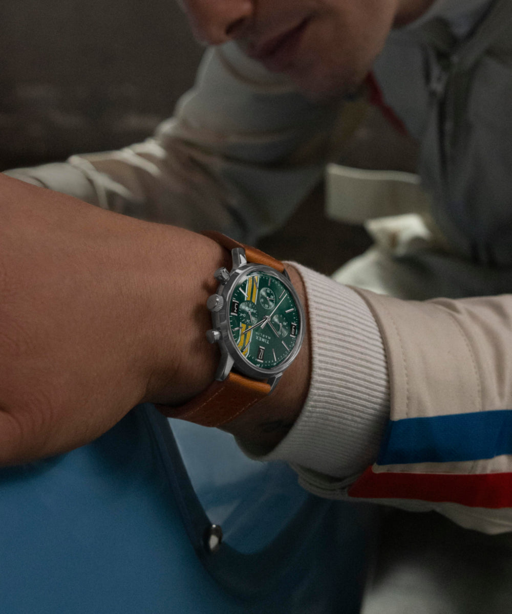 Marlin® Chronograph Tachymeter 40mm Leather Strap Watch