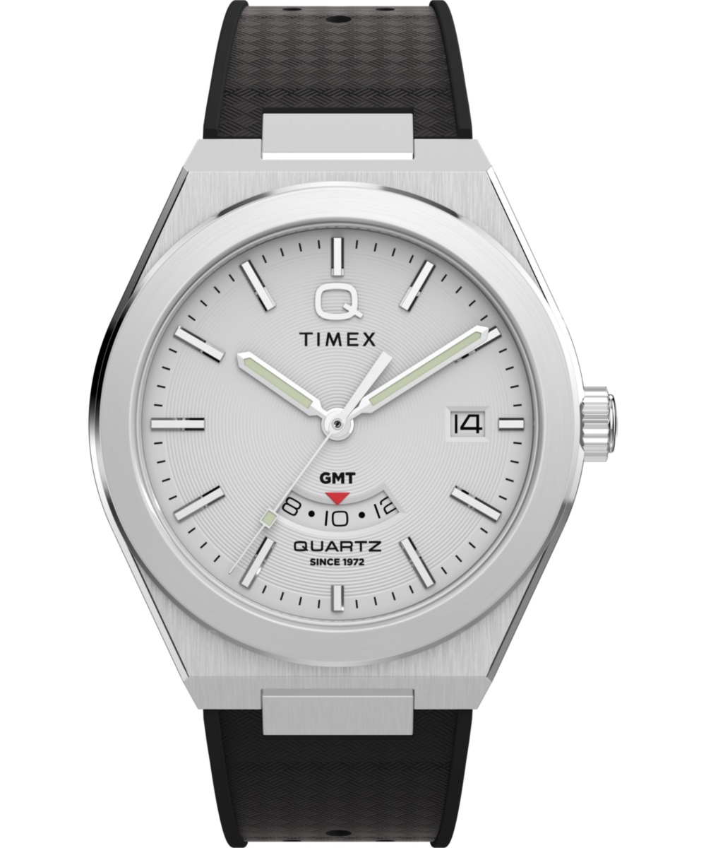 Q Timex® Continental GMT 39mm Synthetic Rubber Strap Watch 