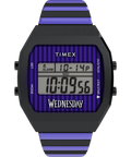 Timex x Wednesday T80 36mm Stainless Steel Black and Purple Expansion Band Watch