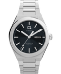 Q Timex® Continental Day and Date 39mm Stainless Steel Bracelet Watch