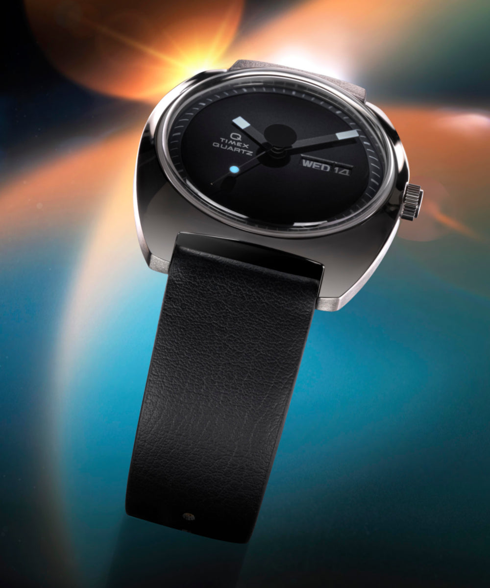 Q Timex® 1975 Enigma 37mm Leather Strap Watch